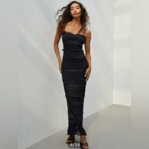 Commense Black sparkle fitted tiered party dress Size XS New